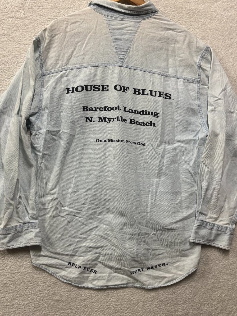 Vtg House of Blues Denim Shirt Mens M Light Wash Blues Brothers Myrtle Beach 90s
